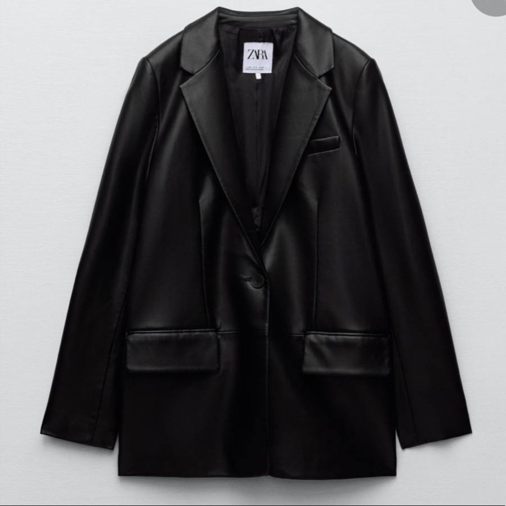 ZARA FAUX LEATHER BLAZER - Size XS